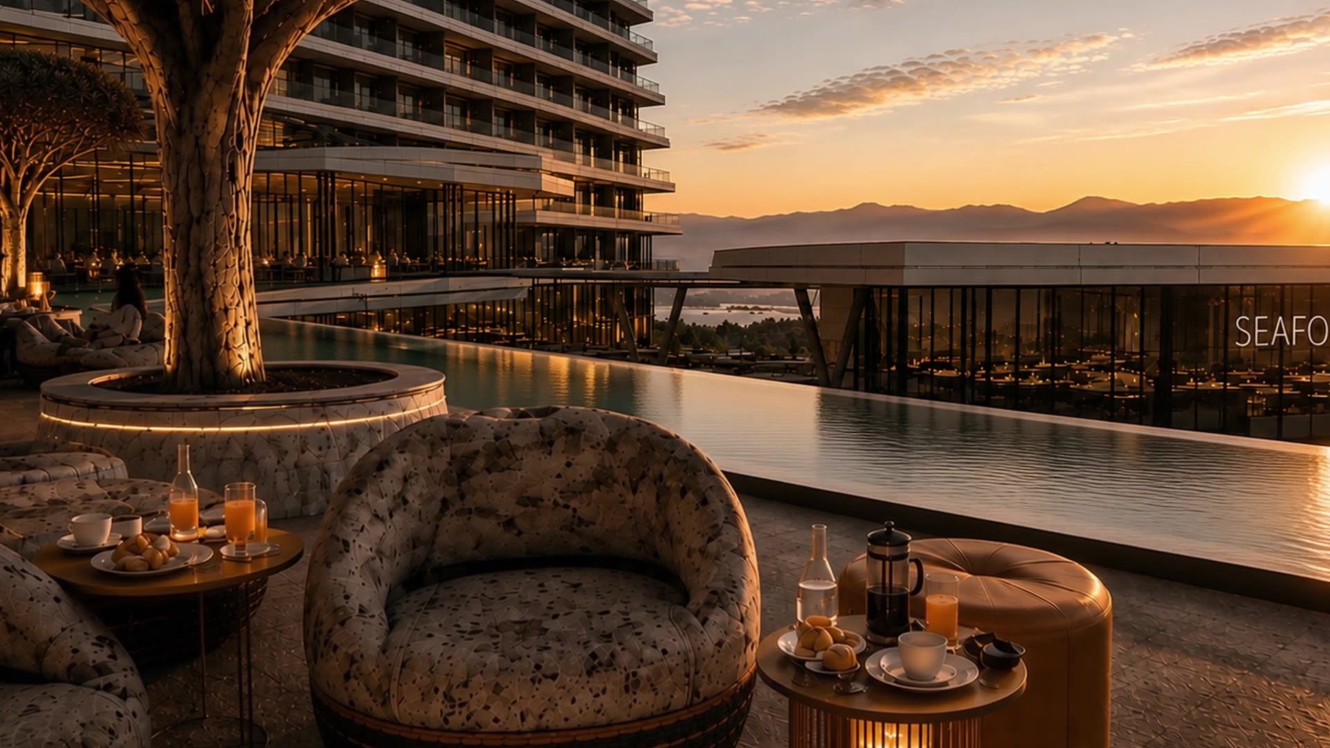 Karibu architecture at golden hour